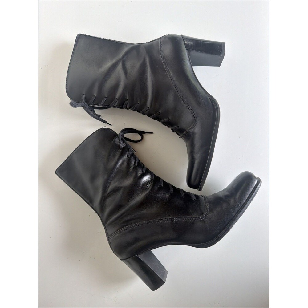 Vtg 90s Franco Sarto Granny Lace Up Size 8M Ankle Boots Square Toe Whimsigoth